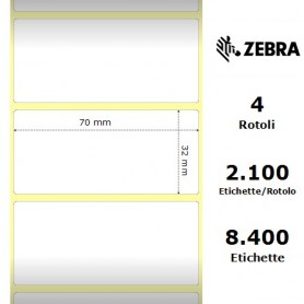 3007205-T - Etichette Zebra F.to 70x32mm Carta Vellum Ad.Permanente D.i. 25mm Con Strappo facilitato