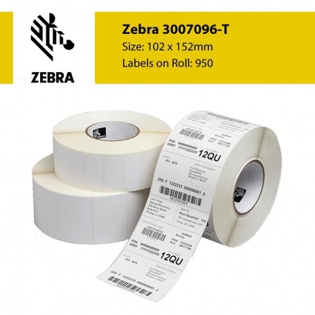 3007096-T - Etichette Zebra F.to 102x152mm Ad. Permanente D.i. 76mm Con Strappo facilitato