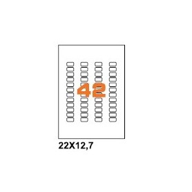 A42212.7 - Etichette F.to 22x12,7mm su Foglio A4, Angoli Arrotondati, Adesivo Permanente - Confezione da 1000 Fogli