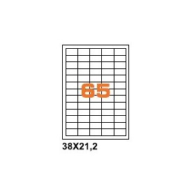 A43821.2 - Etichette F.to 38x21.2mm su Foglio A4, con Margini, Adesivo Permanente - Confezione da 1000 Fogli
