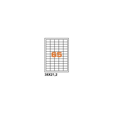 A43821.2 - Etichette F.to 38x21.2mm su Foglio A4, con Margini, Adesivo Permanente - Confezione da 1000 Fogli