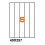 A440297 - Etichette F.to 40x297mm su Foglio A4, senza Margini, Adesivo Permanente - Confezione da 1000 Fogli