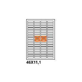 A44611.1 - Etichette F.to 46x11.1mm su Foglio A4, senza Margini, Adesivo Permanente - Confezione da 1000 Fogli