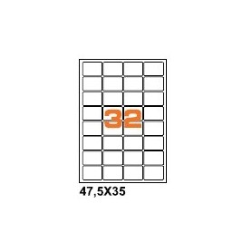 A447.535 - Etichette F.to 47.5x35mm su Foglio A4, Angoli Arrotondati, Adesivo Permanente - Confezione da 1000 Fogli