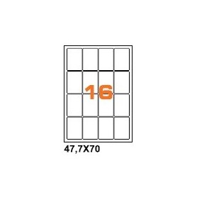 A447.770 - Etichette F.to 47.7x70mm su Foglio A4, Angoli Arrotondati, Adesivo Permanente - Confezione da 1000 Fogli