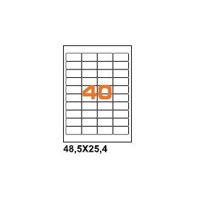 A448.525.4 - Etichette F.to 48,5x25,4mm su Foglio A4, Angoli Arrotondati, Adesivo Permanente - Confezione da 1000 Fogli