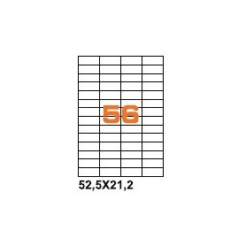 A452.521.2 - Etichette F.to 52,5x21,2mm su Foglio A4, senza Margini, Adesivo Permanente - Confezione da 1000 Fogli