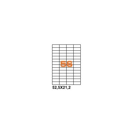 A452.521.2 - Etichette F.to 52,5x21,2mm su Foglio A4, senza Margini, Adesivo Permanente - Confezione da 1000 Fogli