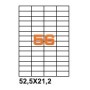 A452.521.2 - Etichette F.to 52,5x21,2mm su Foglio A4, senza Margini, Adesivo Permanente - Confezione da 1000 Fogli