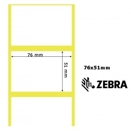 76055 - Etichette Zebra F.to 76x51mm Carta Vellum Adesivo Permanente D.i. 76mm - Confezione da 6 Rotoli