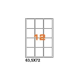 A463.572 - Etichette F.to 63,5x72mm su Foglio A4, Angoli Arrotondati, Adesivo Permanente - Confezione da 1000 Fogli