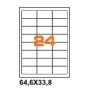 A464.633.8 - Etichette F.to 64,6x33,8mm su Foglio A4, Angoli Arrotondati, Adesivo Permanente - Confezione da 1000 Fogli