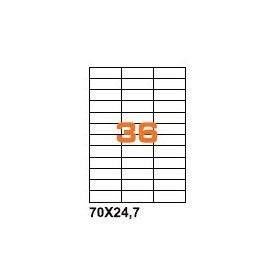 A47024.7 - Etichette F.to 70x24,7mm su Foglio A4, senza Margini, Adesivo Permanente - Confezione da 1000 Fogli