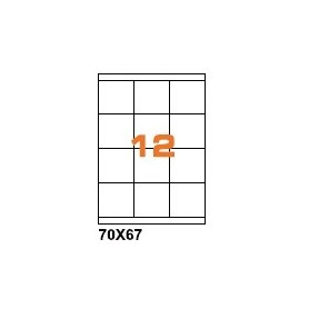 A47067 - Etichette F.to 70x67mm su Foglio A4, con Margini, Adesivo Permanente - Confezione da 1000 Fogli