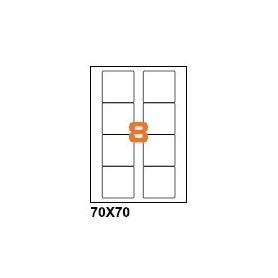 A47070 - Etichette F.to 70x70mm su Foglio A4, Angoli Arrotondati, Adesivo Permanente - Confezione da 1000 Fogli