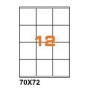 A47072 - Etichette F.to 70x72mm su Foglio A4, con Margini, Adesivo Permanente - Confezione da 1000 Fogli