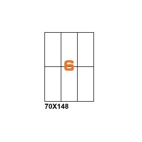 A470148 - Etichette F.to 70x148mm su Foglio A4, senza Margini, Adesivo Permanente - Confezione da 1000 Fogli