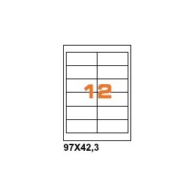 A49742.3 - Etichette F.to 97x42,3mm su Foglio A4, Angoli Arrotondati, Adesivo Permanente - Confezione da 1000 Fogli