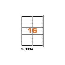 A499.134 - Etichette F.to 99,1x34mm su Foglio A4, Angoli Arrotondati, Adesivo Permanente - Confezione da 1000 Fogli