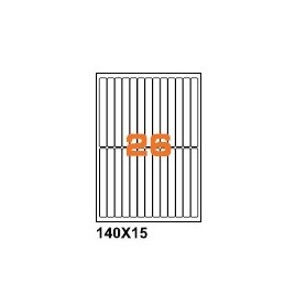 A414015 - Etichette F.to 140x15mm su Foglio A4, Angoli Arrotondati, Adesivo Permanente - Confezione da 1000 Fogli