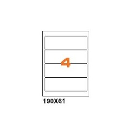 A419061 - Etichette F.to 190x61mm su Foglio A4, Angoli Arrotondati, Adesivo Permanente - Confezione da 1000 Fogli