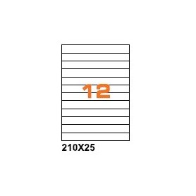 A421025 - Etichette F.to 210x25mm su Foglio A4, senza Margini , Adesivo Permanente - Confezione da 1000 Fogli