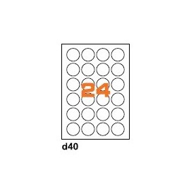 A4D40 - Etichette Rotonde Diametro 40mm su Foglio A4, con Margini , Adesivo Permanente - Confezione da 1000 Fogli