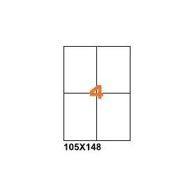 A4PL105148BO - Etichette F.to 105x148mm Poliestere Bianco Opaco su Foglio A4, per Stampante Laser - Confezione da 700 Fogli