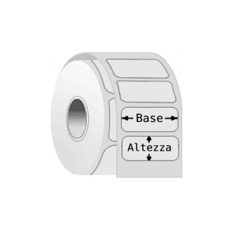ET25X12PBLP40120 - Etichette F.to 25x12mm Polipropilene Bianco Lucido Adesivo Perm. D.i. 40mm D.e. 120mm - 8.000 Etichette