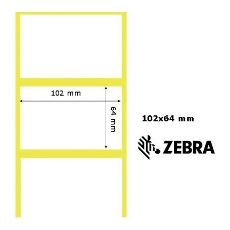 3007206-T - Etichette Zebra F.to 102x64mm Carta Vellum Ad. Permanente D.i. 25mm - Con Strappo facilitato - Confezione da 4 Rot.