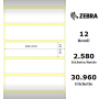 800264-105 - Etichette Zebra F.to 102x25mm Carta Termica Ad. Permanente D.i. 25mm - con Strappo facilitato - Conf. da 12 Rotoli