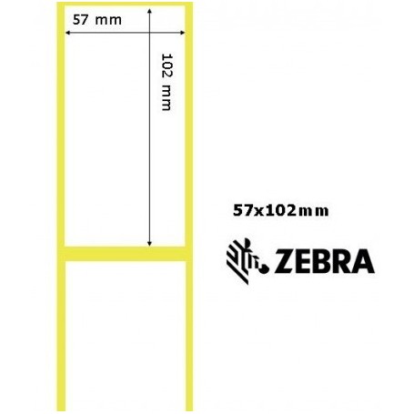 800262-405 - Etichette Zebra F.to 57x102mm Carta Termica Ad. Permanente D.i. 25mm con Strappo facilitato - Conf. da 12 Rotoli